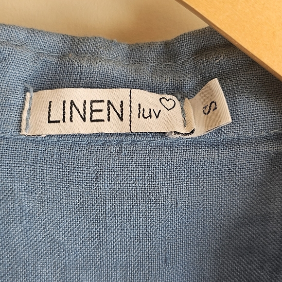 Light Blue Button-Up Linen Shirt - Casual Collared Shirt Made In Italy - Picture 3 of 5